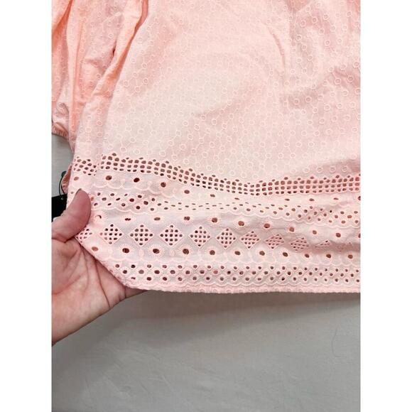 Jones New York Embroidered 3/4Sleeve Tie Front Blouse Size M in Rose Sand - Picture 9 of 13